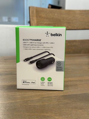 Belkin Boostcharge 37W PPS Dual Wall Charger, 3.3 ft USB-C to Lightning  Cable, Apple MFi Certified, Compatible with Apple Devices, Silver 