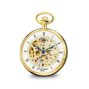 Black Bow Jewelry Charles Hubert Gold Finish Brass Open Face Pocket Watch - 1 of 3