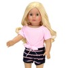 Sophia’s 2 Piece Summer Outfit with Tie Front Tee and Striped Shorts for 18" Dolls, Pink/Navy - 4 of 4