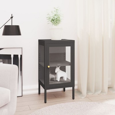 vidaXL Sideboard Anthracite 15 in.x13.8 in.x27.6 in. Steel and Glass