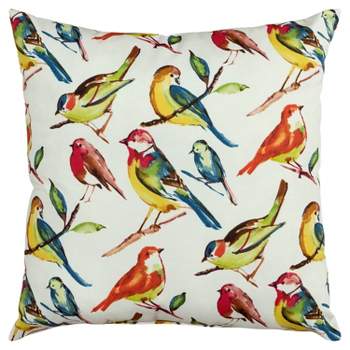 22"x22" Oversize Poly-Filled Birds Indoor/Outdoor Square Throw Pillow White - Rizzy Home