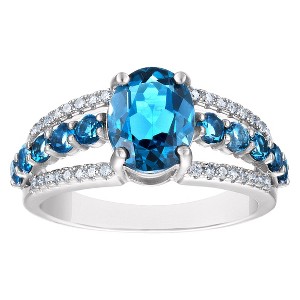 Designs By Gioelli Sterling Silver London Blue Topaz And .16 cttw Diamond Ring - 1 of 3
