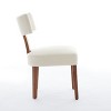 Homy Casa Set of 2 Linen Upholstered Armless Dining Chairs with Curved Backrest and Solid Wood Legs, Modern Kitchen & Dining Seating, Cream - 4 of 4