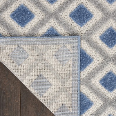 Blue and Grey Diamond Pattern Rectangular Synthetic Rug 7'10" x 10'6"