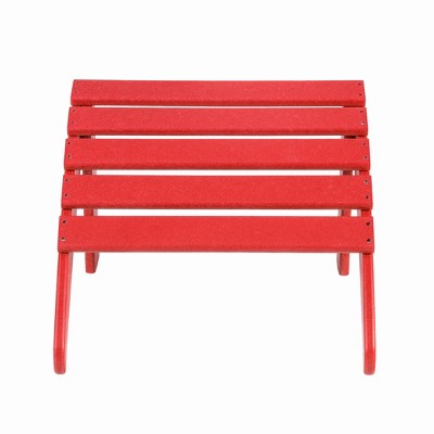 Red HDPE 5-Piece Adirondack Chair Set with Ottomans and Side Table