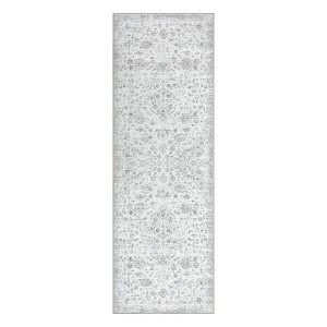 Vintage Washable Floral Print Living Room Rugs, Low Pile Non Slip Floor Carpet for Bedroom Dining Room - 1 of 4