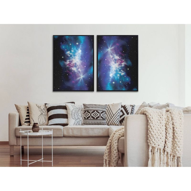 Kate &#38; Laurel All Things Decor 28&#34;x38&#34; Sylvie Space Galaxy Landscape Framed Metallic Canvas Wall Art Black Milky Way Galaxy, 5 of 6
