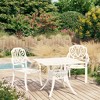 vidaXL Bistro Set Patio Table and Chair Bistro Table Outdoor Cast Aluminum - White 2 Items - 2 of 4