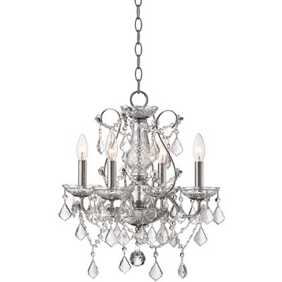 Vienna Full Spectrum Chrome Chandelier 17" Wide Clear Crystal 4-Light Fixture for Dining Room House Foyer Kitchen Island Entryway