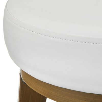 Linden 30.5" White and Gold Swivel Counter Stools, Set of 2