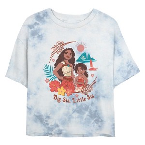 Junior's Moana 2 Big Sis Little Sis Floral Portrait T-Shirt - 1 of 4