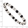 Chisel Stainless Steel Polished 6.60mm White Howlite and Black Onyx Beaded 7.5" Stretch Bracelet - 4 of 4