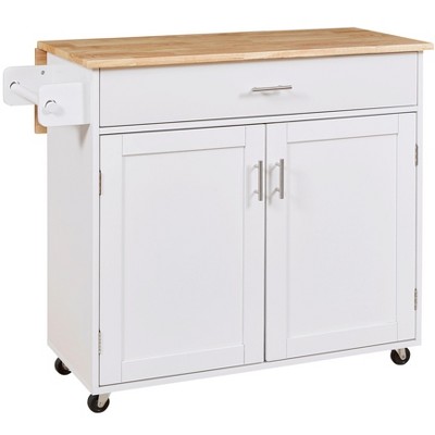 NicBex 1 Drawer Rolling Kitchen Island Cart with 2 Cabinets and Shelf Tower Racks,Kitchen Island on Wheels with Storage,Island Table for Kitchen