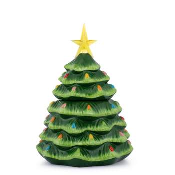 Mr. Christmas Ceramic Serving Tree Platter With Dip Section, Green : Target