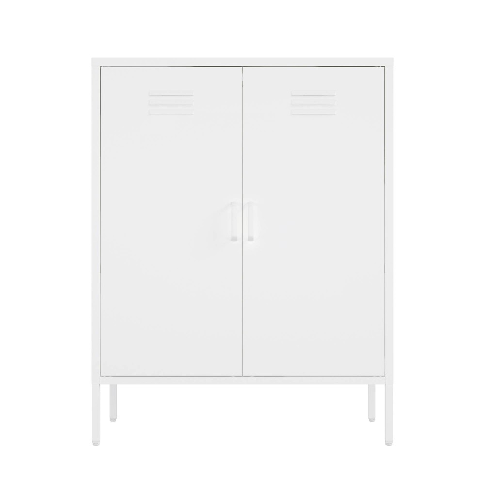Manhattan Comfort 32" Naomi 3 Shelf Metal Accent Cabinet White