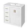 Gulches 30 inch Bathroom Vanity with Ceramic Sink Combo Solid Wood Frame Freestanding Set 3 Drawers Soft Closing Doors White - 4 of 4
