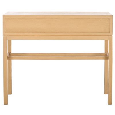 Ajana Light Wood and Black Metal Console Table with Storage