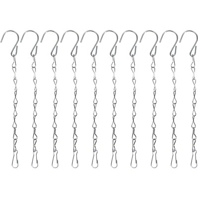 Farmlyn Creek 10 Pack Metal Hanging Chains with Hooks for Pots, Plants, Planters, and Bird Feeders, Silver, 10 in.