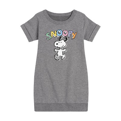 - Peanuts - Snoopy Sketchy Graphic Short Sleeve Fleece Dress