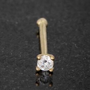 Jewelry Avalanche 22G 14K Gold Ball-end Nose Stud with Moissanite - 1 of 2
