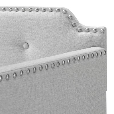 Bella Beige Upholstered Twin Daybed with Trundle and Nailhead Trim