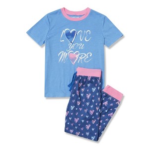 Lands' End Kids Short Sleeve Top and Jogger Bottom Pajama Set - 1 of 2