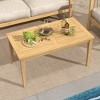 Tangkula 35.5"x20" Outdoor Teak Wood Coffee Table w/ Slatted Tabletop Patio Furniture - 4 of 4