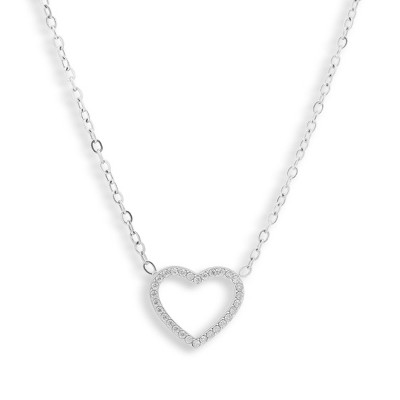 EVRY JEWELS WATERPROOF Gold or Silver Plated Crystal Heart Outline Necklace