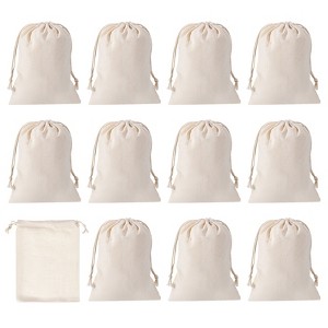 Unique Bargains Bank Coin Deposit Change Transit Bags Canvas Coin Sacks Bag with Drawstring Beige 12 Pcs - 1 of 4