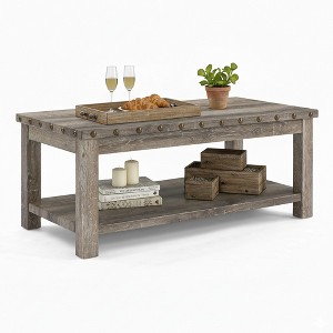 Beige Sofa Table, 47" Console Table with Storage Shelf, MDF Modern Coffee Table for Living Room, Entryway, Hallway - 1 of 4