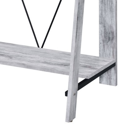 Vynxaria Antique White Black Writing Desk Vintage-Farmhouse Design for Home Office Rustic Interiors