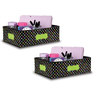 Teacher Created Resources® Chalkboard Brights Storage Bin, 16" x 11" x 5", Pack of 2 - 1 of 3