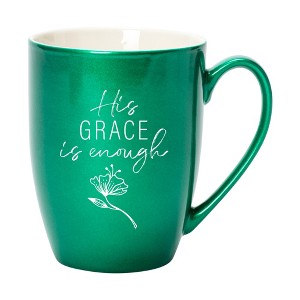 Elanze Designs His Grace Is Enough Emerald Green 10 ounce New Bone China Coffee Cup Mug - 1 of 4