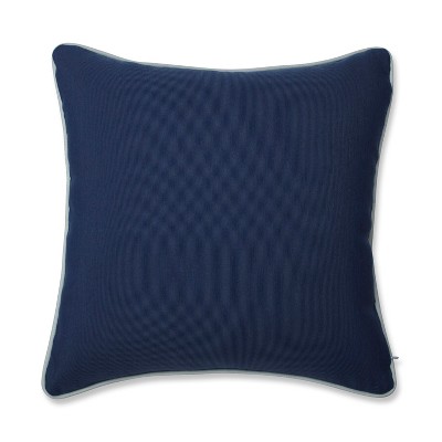 Blue and Off-White Embroidered Octopus Square Throw Pillow