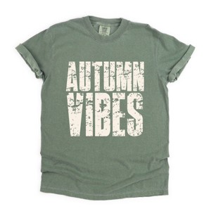 Autumn Vibes Block Distressed - Women's Garment Dyed Graphic T-Shirt - 1 of 4
