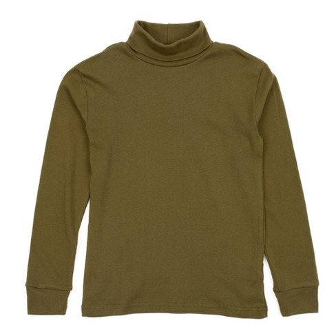 Olive Green High Neck Solid T-Shirt