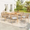 7Pcs Outdoor Patio Dining Set, Dining Set with 6 Boho Style Chairs and Acacia Dining Table, Faux Wicker Chairs with Foam Cushions-Coolbibila - 3 of 4