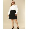 Agnes Orinda Women's Plus Size Elegant Office Peter Pan Collar Long Sleeves Button Down Shirts - 3 of 4