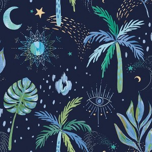 RoomMates Nuit Tropicale Blue Peel and Stick 1pc Wallpaper - 1 of 4