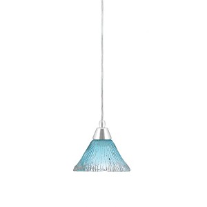 Toltec Lighting Any 1 - Light Pendant in  Chrome with 7" Teal Crystal Shade - 1 of 1