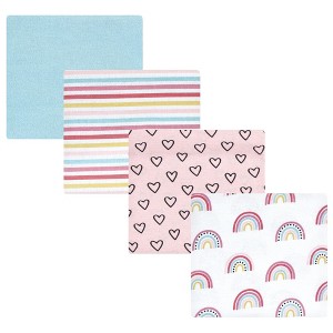 Hudson Baby Infant Girl Cotton Flannel Receiving Blankets, Modern Rainbow, One Size - 1 of 4