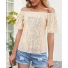 Women's Sequin Glitter Blouse Square Neck Short Sleeve Shirt Top - 3 of 4