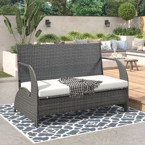 YOOCOZZ Outdoor Convertible Rattan Set, 2-to-4 Person Seating with Table - 1 of 4