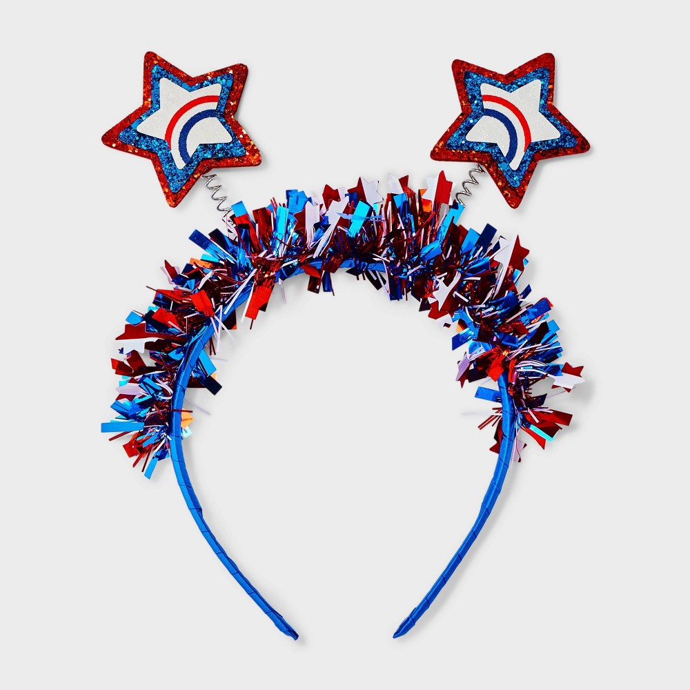 Photos - Hair Styling Product Americana Tinsel Headband - Red/White/Blue