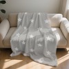 Grey Stars Print Flannel Throw Blanket - Soft & Warm All-Season Cozy Blanket for Sofa, Bed, Office, Home Decor, Throw Blanket for Couch - 2 of 4
