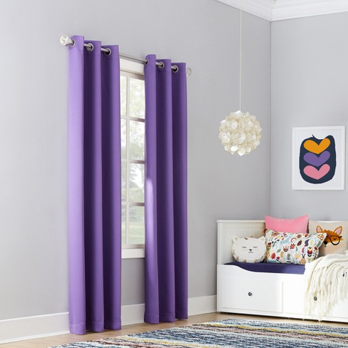 Riley Kids Bedroom Blackout Grommet Curtain Panel Purple 40"x95" - Sun