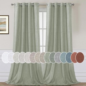 Living Room Linen Curtains Nickel Grommet Energy Saving Light Filtering Semi Sheer Curtain - 1 of 3
