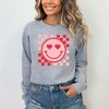 Simply Sage Market Women's Graphic Sweatshirt Checkered Heart Eyes Smiley - 2 of 3