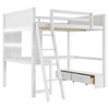 PAGED Full Size Loft Bed with Desk Simple Modern Wooden Bed Frame with Storage Drawers, LED and Inclined Ladder for Bedroom - 4 of 4