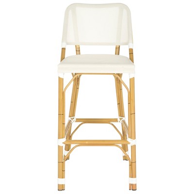 Valence Wicker Patio Barstool - Beige  - Safavieh